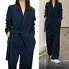 Women's Two Piece Set, Casual Suit Jacket & Wide Leg Pants