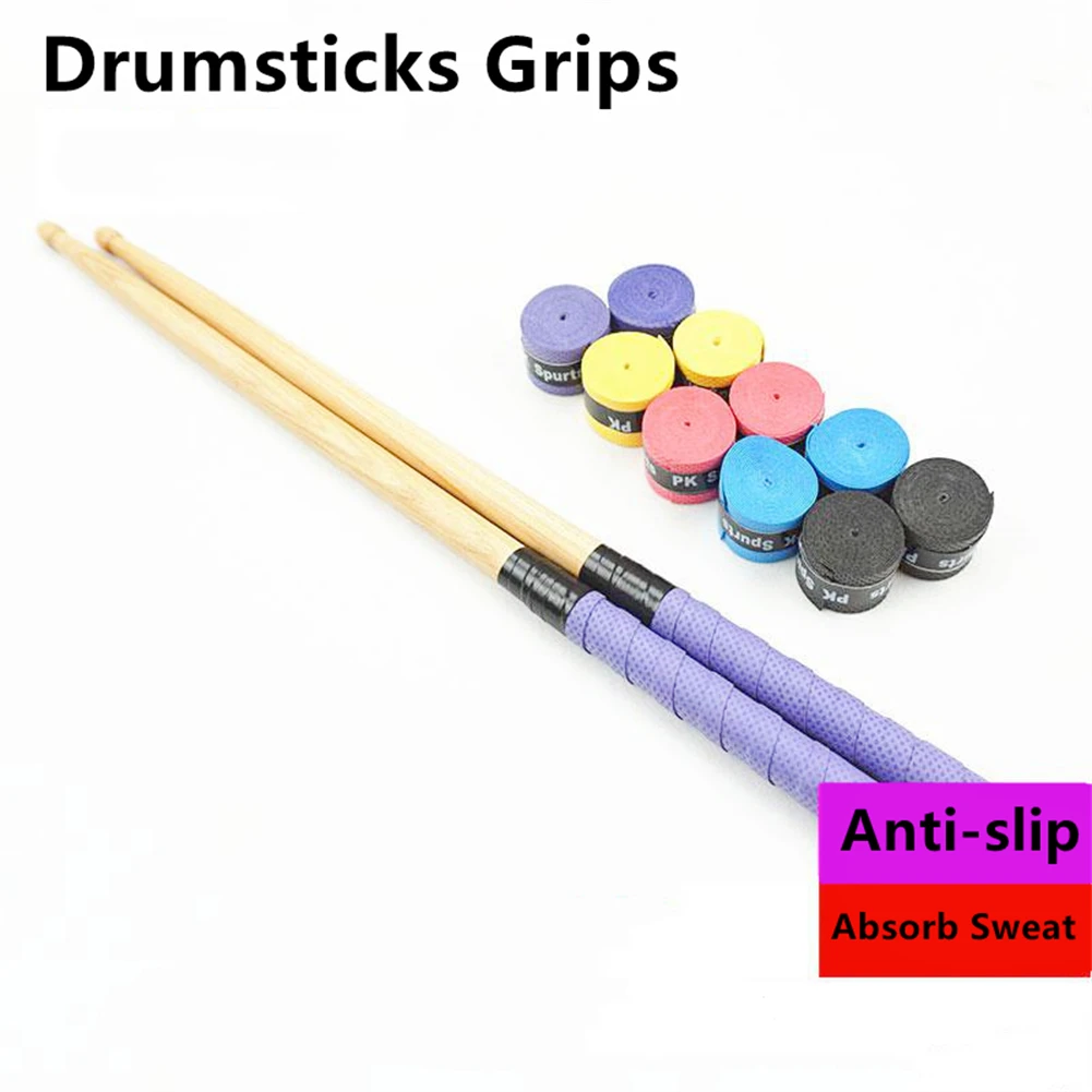 

2 Roll Drumsticks Grips Anti-Slip Absorb Sweat Grip Wrap Tape For 7A 5A 5B 7B 110cm Length PU Music Instruments Accessories
