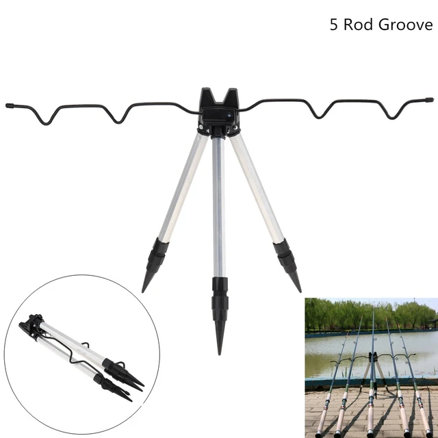 Fishing Pole Support Frame Adjustable Fishing Rod Holder Stand Telescopic 5  Groove Collapsible Tripod Sea Fishing Pole Bracket - AliExpress
