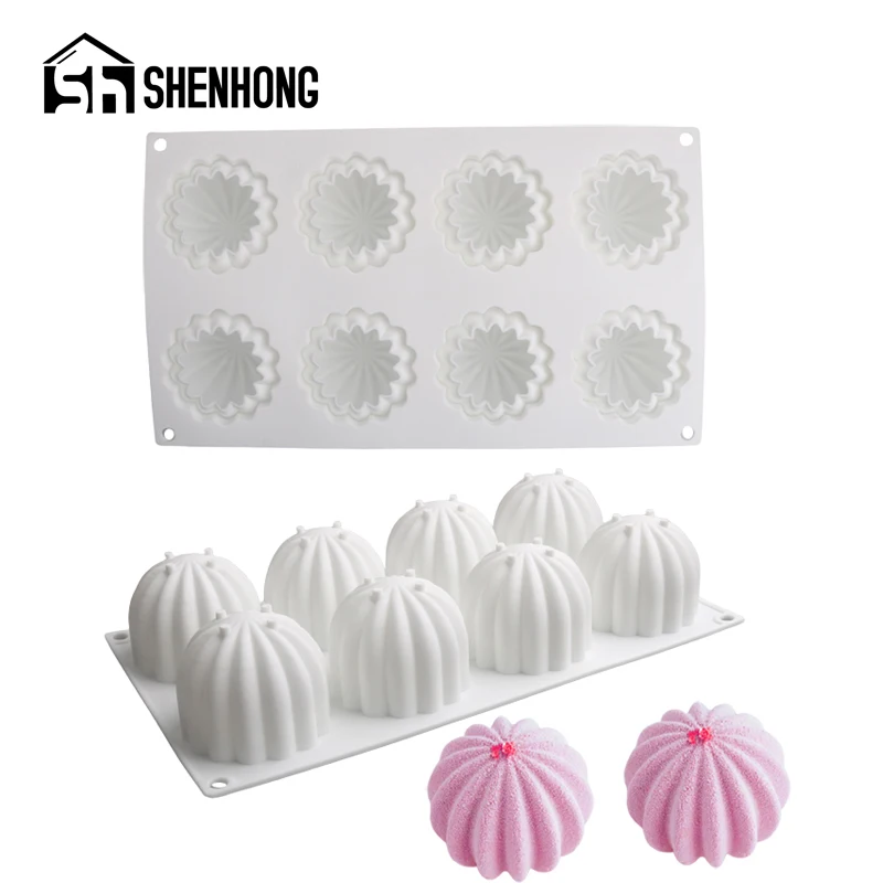 

Силиконовые формы SHENHONG для выпечки десертов, 8 ячеек, форма для Мусса с текстурой кактуса, форма для мыла, форма для свечи, кухонная посуда для выпечки