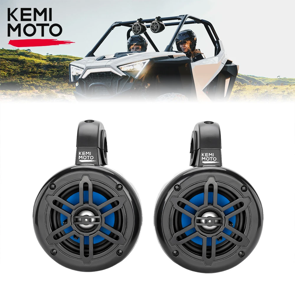 KEMiMOTO UTV Speaker 4 Inch Sound Stereo System Fits 1.65-2in Roll Bar Compatible with Polaris RZR for Can-Am X3 for Cfmoto