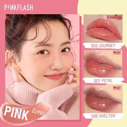 PINKFLASH 쉬머 리퀴드 립스틱, 방수, 오래 지속되는 모이스처라이징 립 글로스, 내추럴 샤인, 스무스 립 틴트, 메이크업 화장품 2