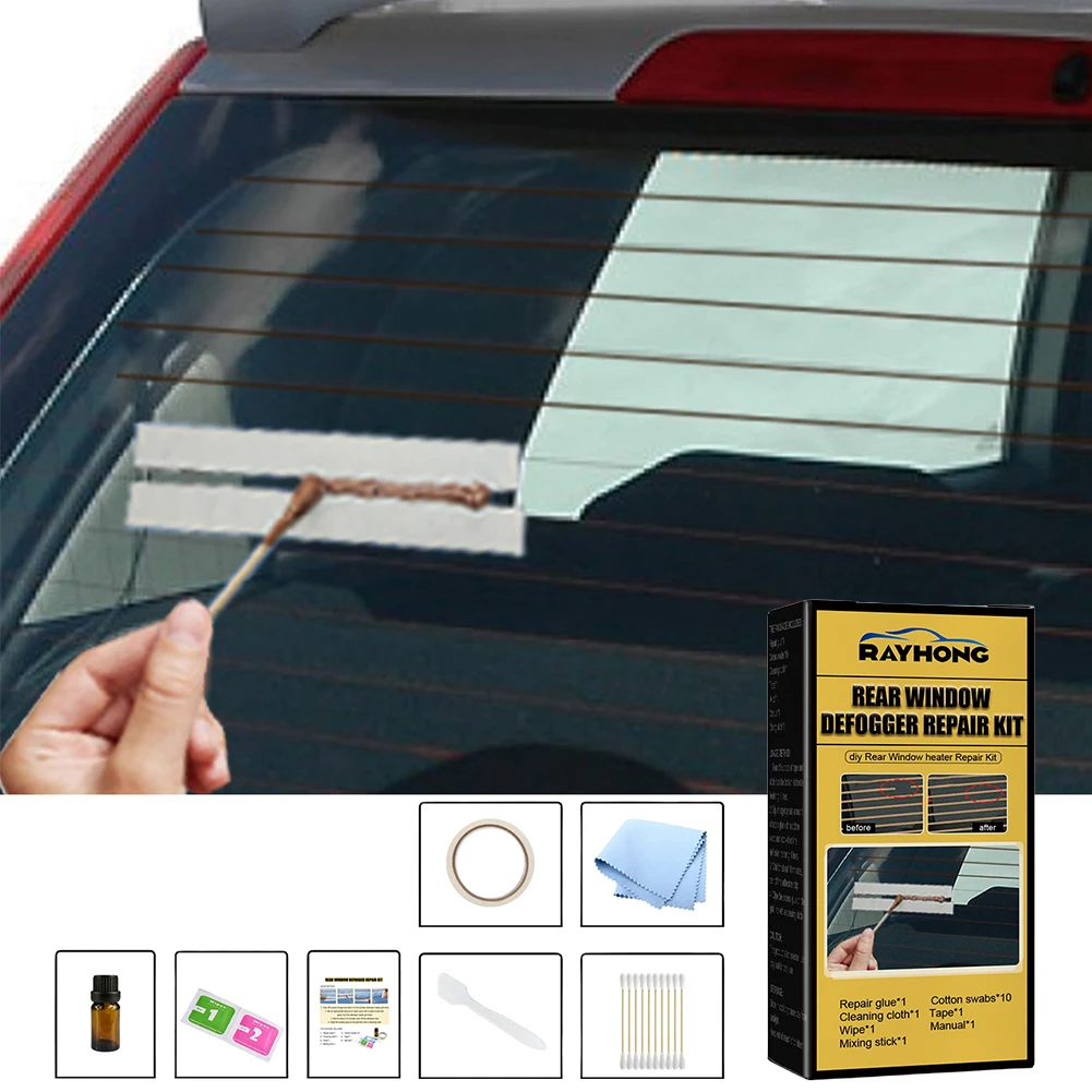 Car Rear Window Defogger Repair Kit DIY Quick Repair Heater Grid Lines Fix Heater Glass Lines Defroster Grid Lines Renovate Tool 3
