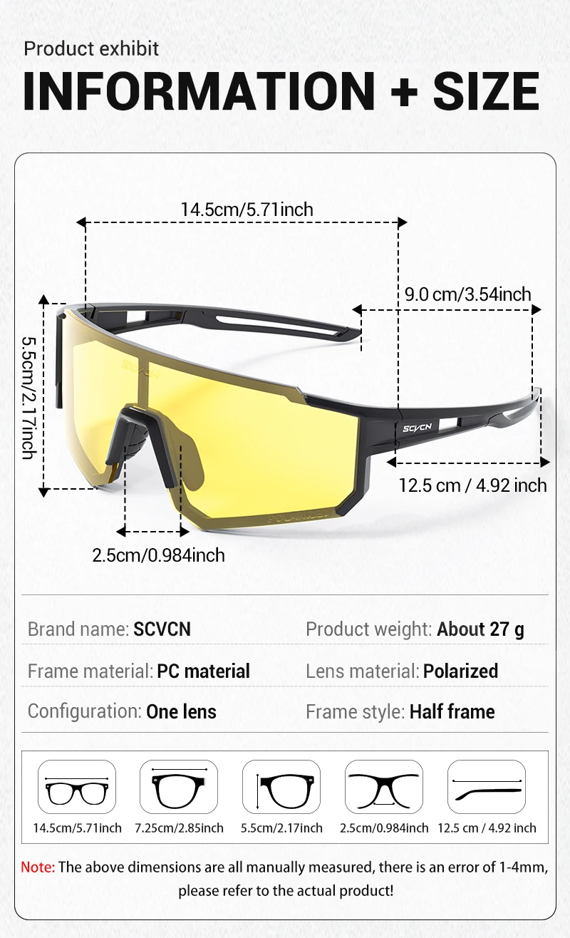 SCVCN Nachtsicht-Sonnenbrille Fahrrad- und Autofahrerbrille Modische Y2K Reisebrille UV400 MTB Angeln Sportbrille Übergroße Herrenbrille – Detail 11