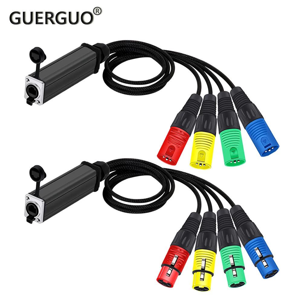 

Pair of Audio Snake 4 Channel 3Pin Plastic XLR to RJ45 CAT5 Multi Network Breakout for Stage Sound Lighting and Recording Studio