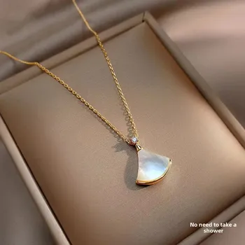 Titanium Steel Necklace – Women’s White Mother-of-Pearl Pendant