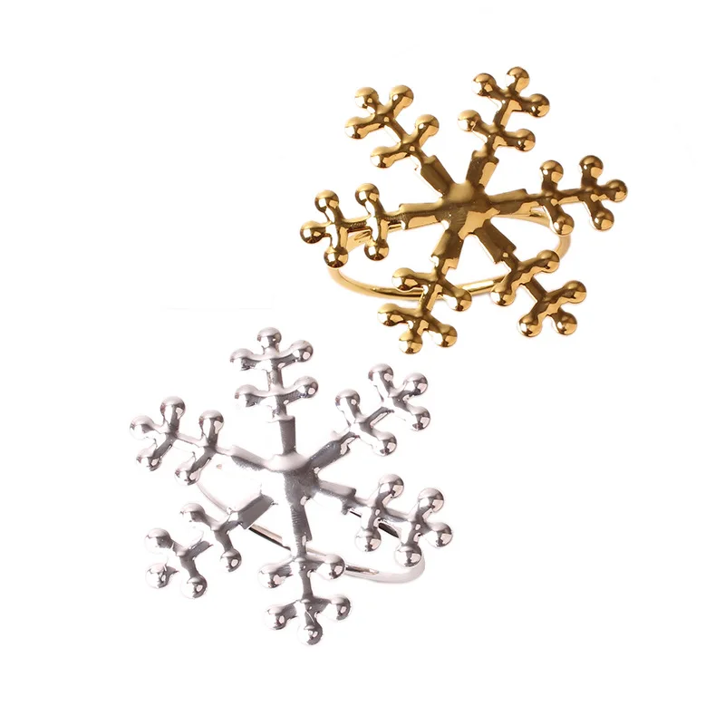 6 Stück Serviettenringe in Weihnachts-Schneeflockenform, Esstisch-Einstellung, Weihnachts-Schneeflocken-Serviettenring, Serviettenknopf – Detail 5