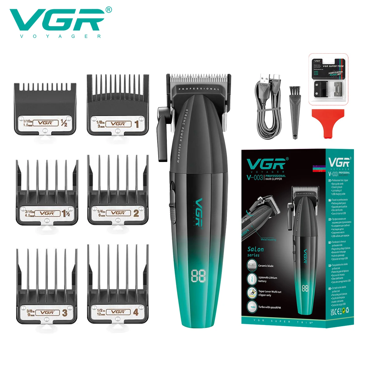 VGR V-003 الراقية الرجال مقص الشعر سبيكة شفرة 9000...