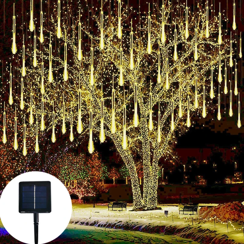 

Solar Lamp Meteor Shower Led String Lights Street Garland Christmas Ramadan Decorations for Outdoor New Year Fairy Garden Lights