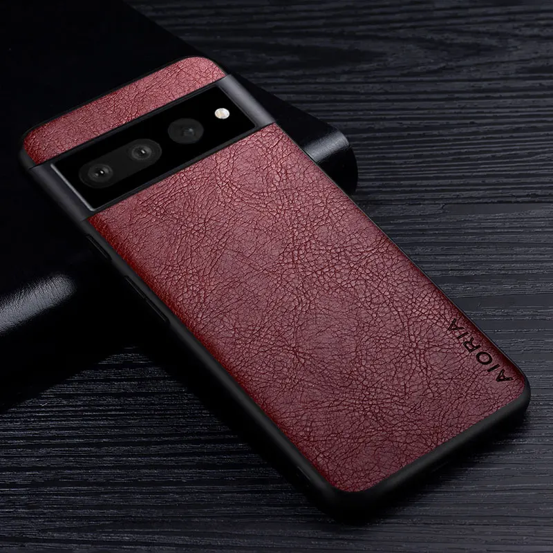 Premium Retro Litchi Pattern Leather Business Style Protective Back Cover