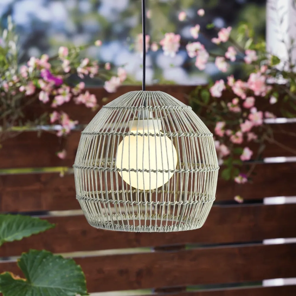 

Battery-Powered Gray PE Woven Pendant Garden and Garden Decorations Outdoor Outdoor Decors Crystals for the Chandelier