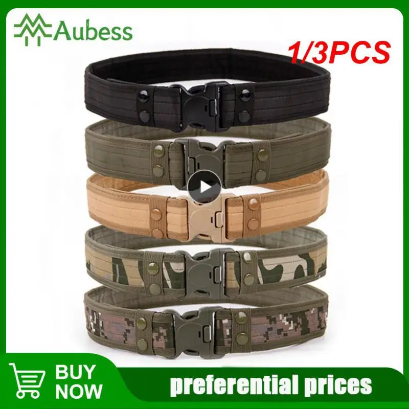 

1/3PCS Quick Release Military Tactical Belt Army Style Combat Belts Fashion Men Camouflage Canvas Waistband Outdoor Hunting