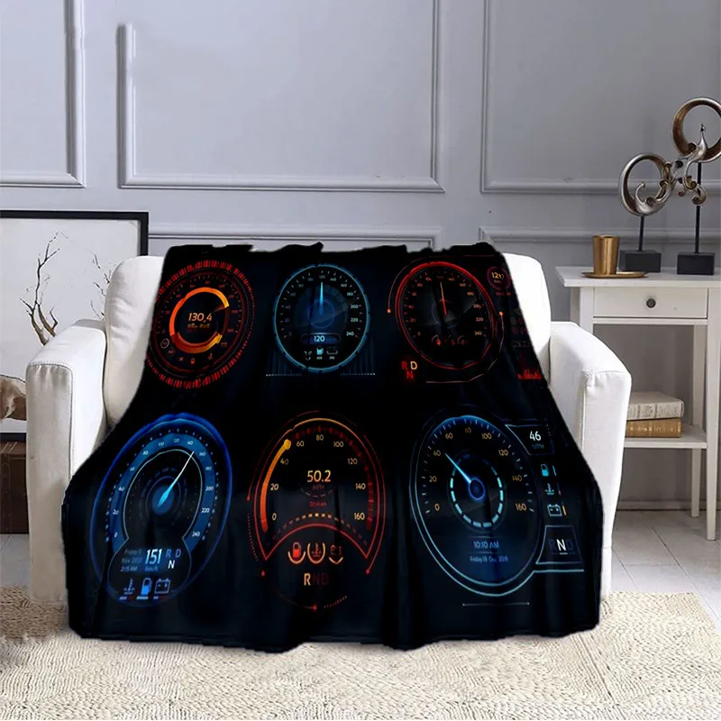 Fashion Blanket Car Dashboard Motorcycle Pattern Flannel Throw Blanket for Children Adult Car Enthusiasts Soft Warm All Seasons