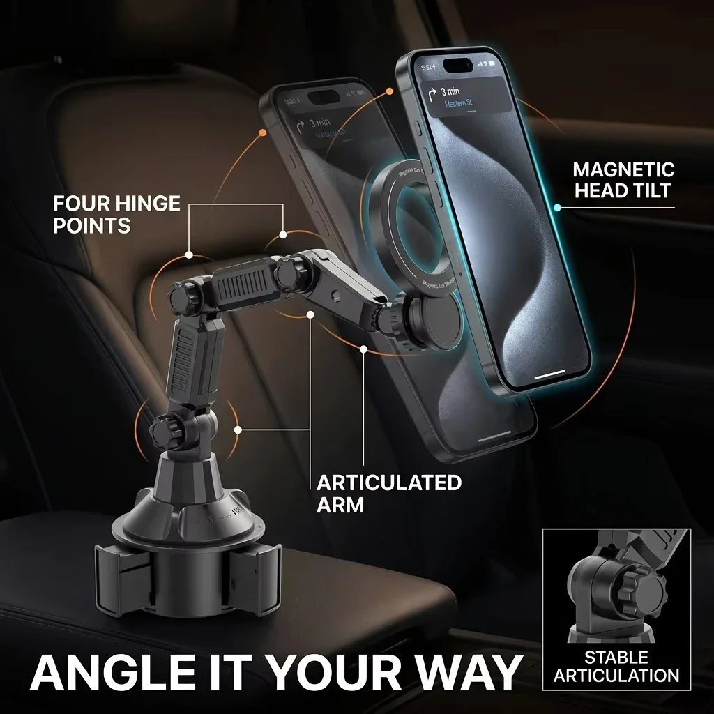 Supporto Magnetico per Telefono da Auto con Ventosa Super Forte per una Rotazione Stabile a 360° ° Supporto mobile girevole per auto - immagine 5