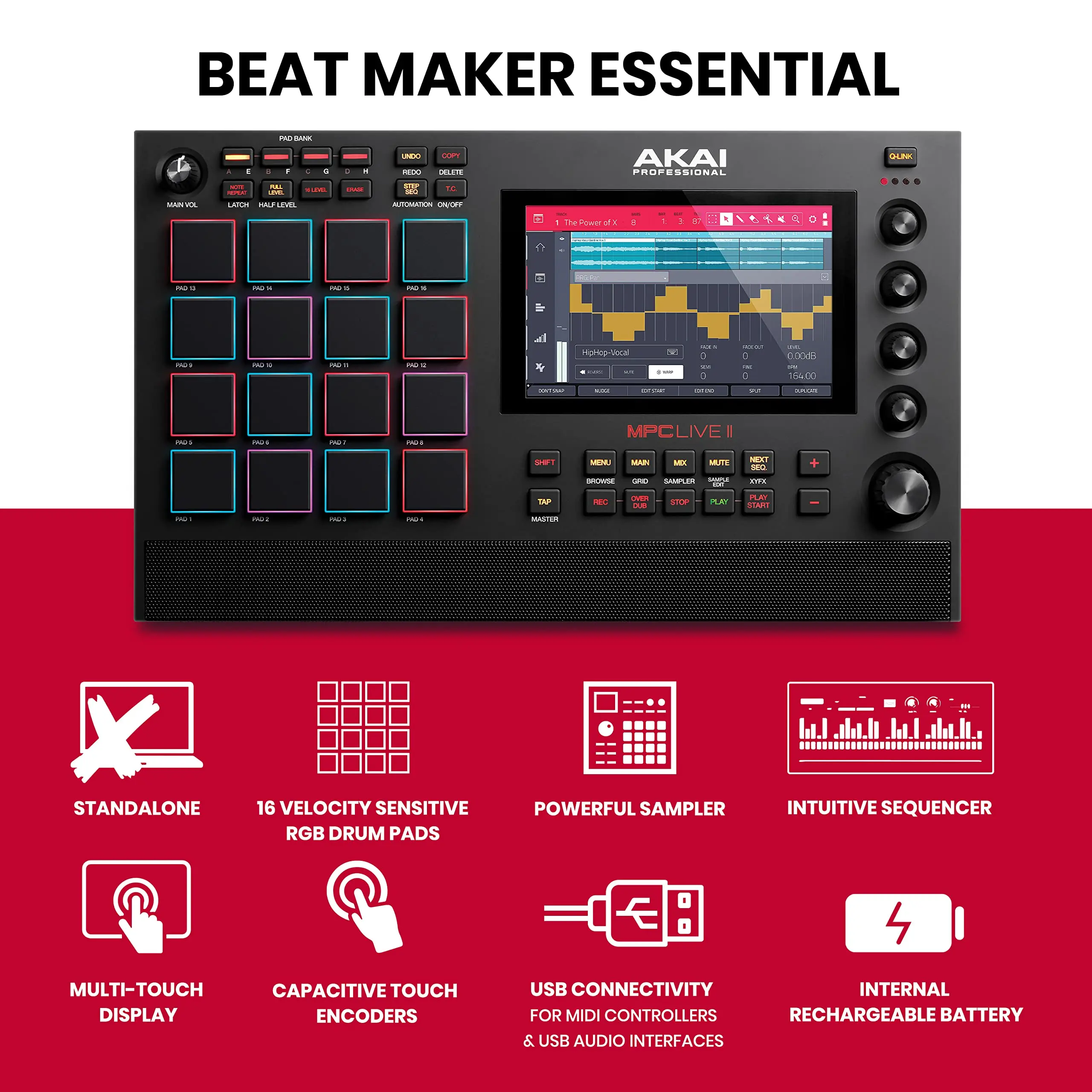 

For aKAI Professional MPC Live II Battery Powered Drum Machine