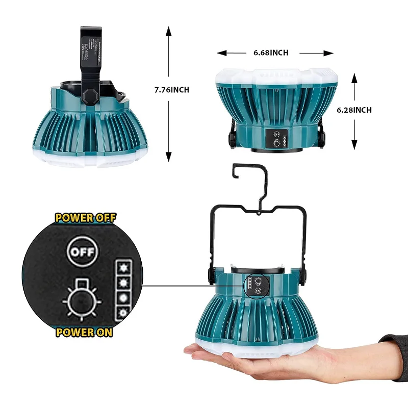 24W 2400LM Portable LED Work Light with Hook For Makita/Bosch/Dewalt/Milwaukee/B