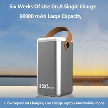  120000MAH Large Capacity Portable Power 135W High Power Energy Storage Power Supply for Laptop Outdoor Energy Storage Power Bank 