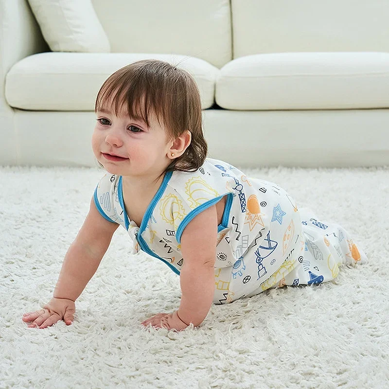 Baby Summer Sleeping Bag Newborn Sleepsacks with Zipper Boys Girls Sleeveless Slaapzak Anti-kick Quilt Saco De Dormir Para Bebe