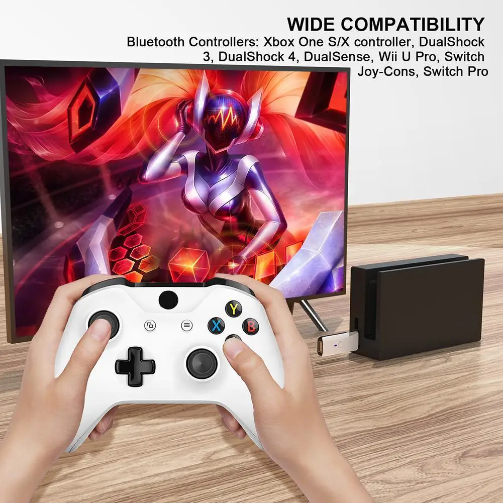 페어링 단추 있는 블루투스 호환 컨트롤러 컨버터, LED 무선 USB 어댑터, PS5, PS4 게임 액세서리