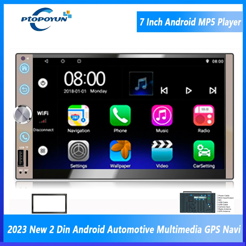 

Ptopoyun Android Automotive Multimedia MP5 Player Bluetooth 2 Din Car Radio Audio Stereo Receiver for VW Kia Ford Toyota Honda