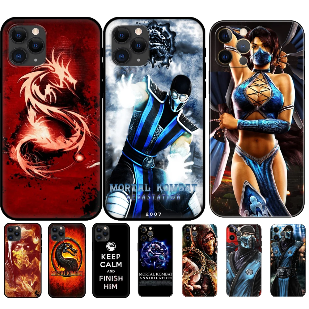 Черный чехол из ТПУ для iphone 5 5s se 2020 6 6s 7 8 plus x 10 XR XS 11 12 13 mini pro MAX back Scorpion Sub Zero Mortal Kombat |