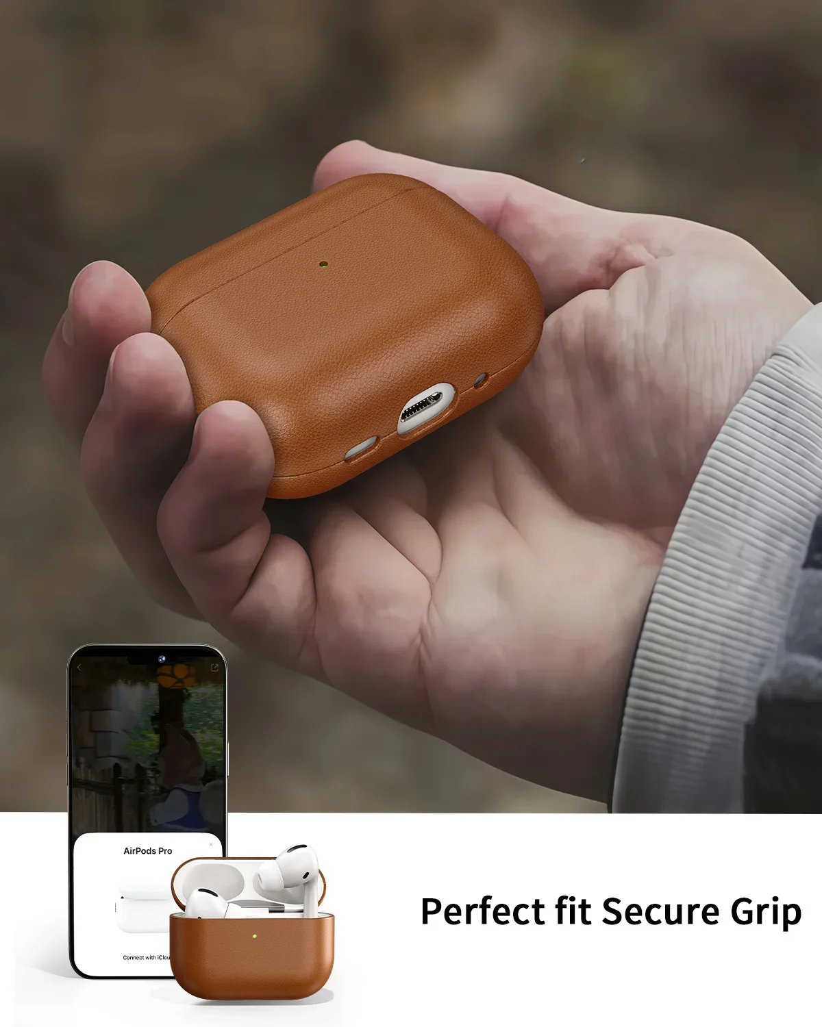 Eary Genuine Leather Protection Case for AirPods Pro 3 Earphone Case With Keychain Shockproof Protective Full Body Cover for Men