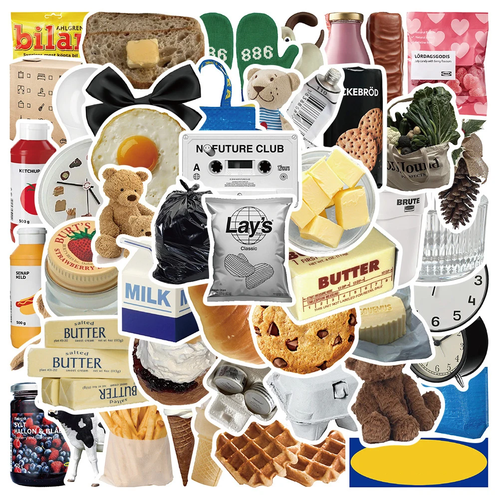

10/30/50 PCS INS Gourmet Dessert Graffiti Stickers Travel Luggage Guitar Laptop Waterproof PVC DIY Decal Child Baby Classic Toy