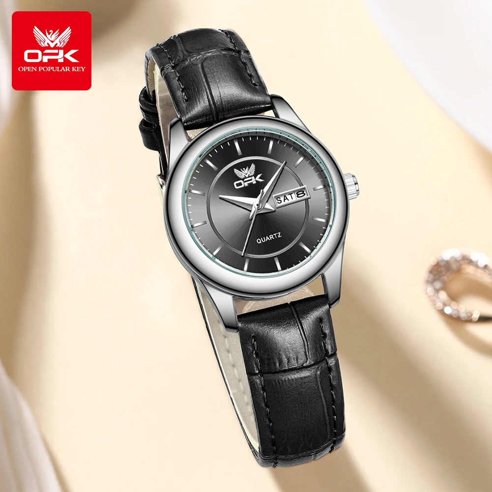 ساعة كوارتز بتقويم مزدوج للنساء من OPK ، مقاومة لل...