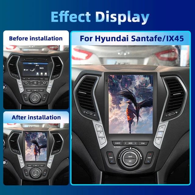 Autoradio 2 din Android 11 pour Hyundai Santa 2006-2012 avec 9.7 Pouces  Écran Tactile Autoradio