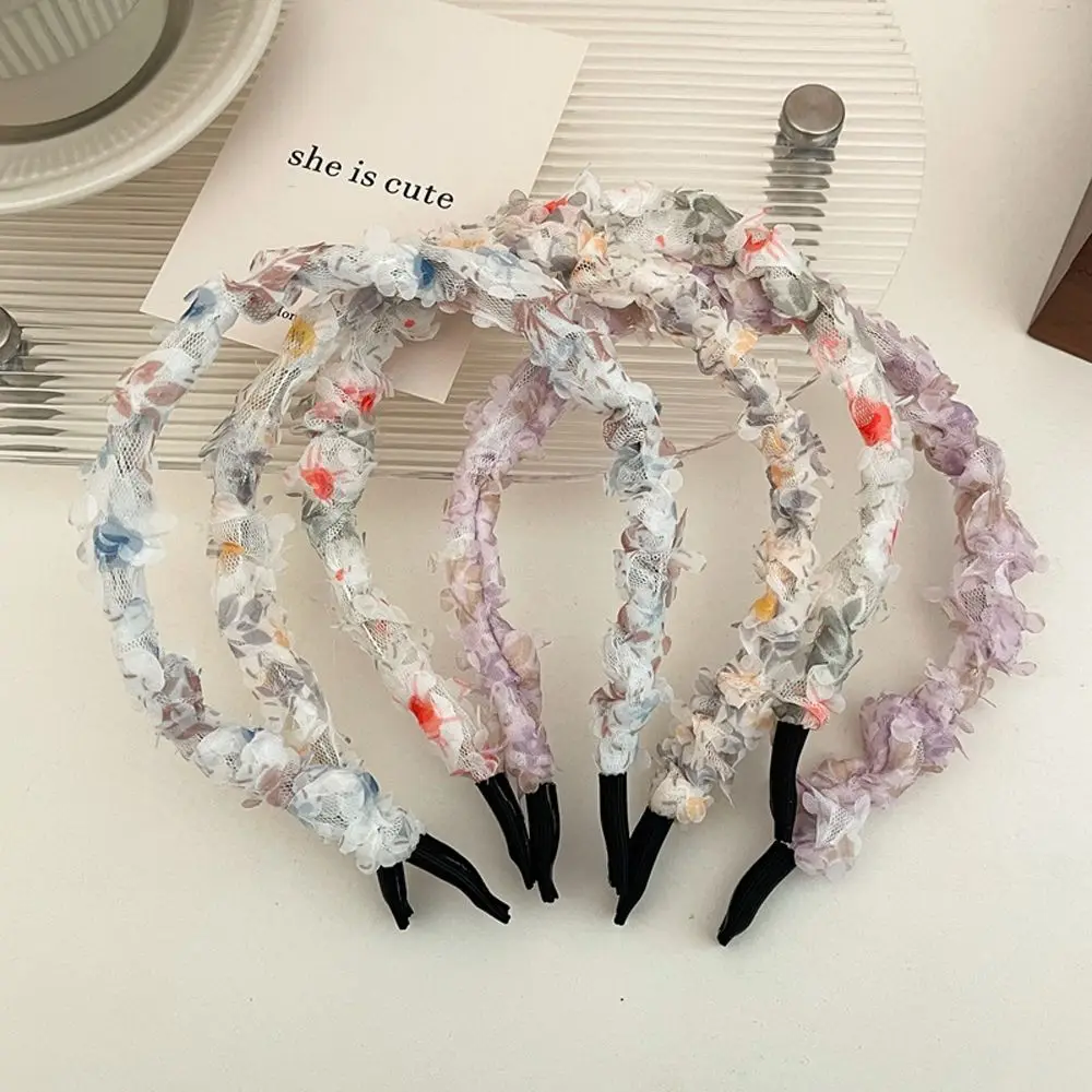 

Temperament Lace Make up Party Korean Style Headband Fold Cloth Hair Hoop Women Hair Accessories Floral Pearls Hairband