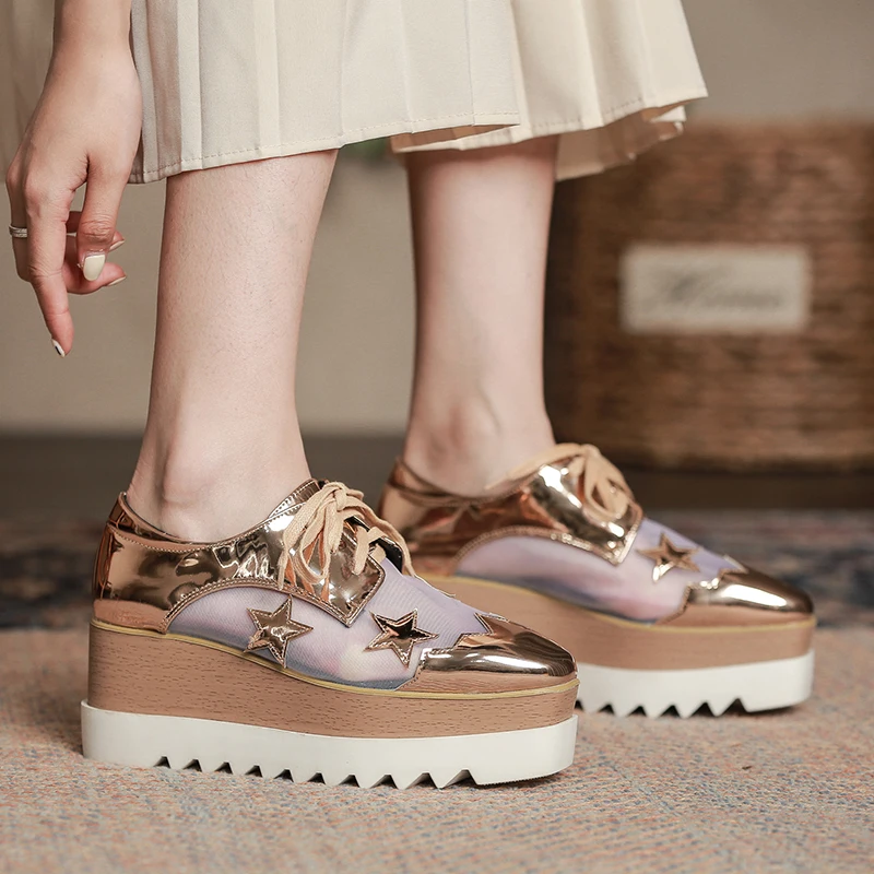 Wedge Heels Creepers Shoes Sliver 
