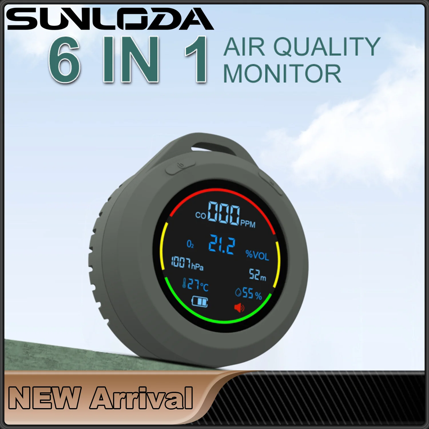 

PTH-10D 6-in-1 Outdoor Environmental Monitor Temperature Humidity Altitude CO CO2 Atmospheric Pressure. Outdoor Adventures tool