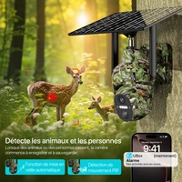 Caméra de surveillance extérieure 4G SIM à énergie solaire avec détection PIR, camouflage, vision nocturne HD et application Ucon 5