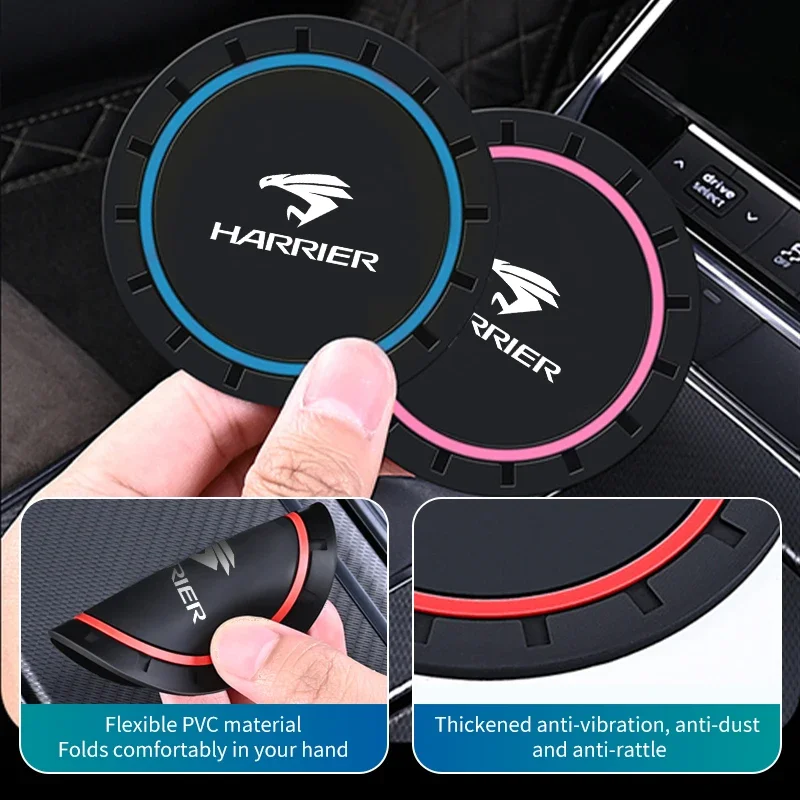 2pcs Car Anti-Slip Pad Coaster Silicone Water Cup Holder Mat for Toyota Harrier 80 30 60 XU30 XU60 Venza