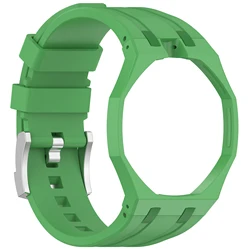 Silicone Strap with Integrated Watch Band and PC Case Accessories - Swatch Royal Pop (Green)