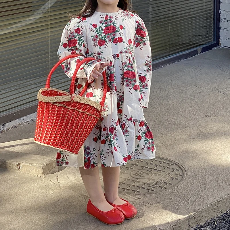 

Girl Dress Party Evening Gown Cotton Skirts 2022 Flowers Spring Summer Flower Girl Dress Vestido Robe Fille Home Kids Baby Child