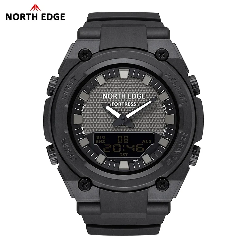 NORTH EDGE FORTRESS Men's Military Digital Outdoor Waterproof Watch with World Time and LED Display