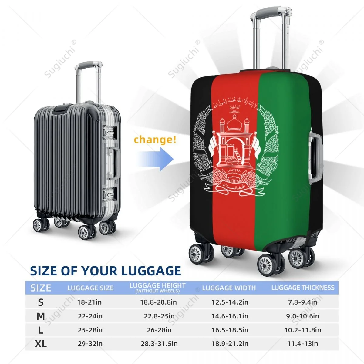 Afghanistan Flag Luggage Cover Suitcase Elastic Dust Case Travel Accessories Printed Baggage Case Protective