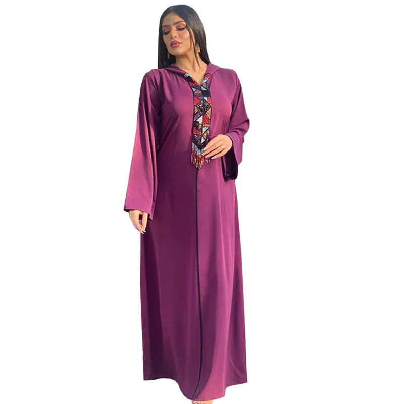 

Middle Eastern Muslim Hooded color hanging beard loose and elegant ethnic clothing Saudi Dubai women's clothing