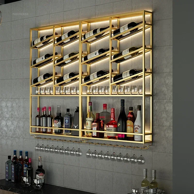 Wall-mounted Storage Showcase for Living Room Simple Metal Household Bar Cabinet for Hotel Nordic Independent Display Wine Rack