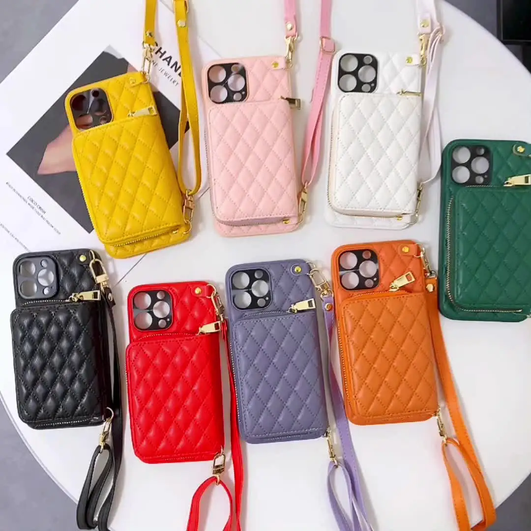 Crossbody Wallet Phone Case For IPhone 16 15 14 13 12 11 Pro Max Card Slot Holder Lanyard Chain Strap Zipper Purse Leather Cover - 202192403 - View #4