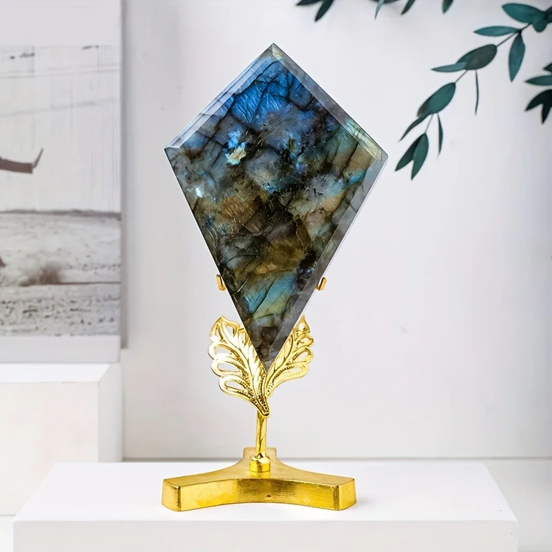 Natural Labradorite Stone, Prism Geometric Ornaments, Home Decoration Crystal Handicraft Ornaments, Crystal Gift