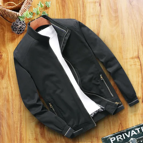 봄과 가을 남성 폭격기 재킷 캐주얼 남성 겉옷 윈드 브레이커 스탠드 칼라 재킷 남성 Workwear 재킷 L-6XL 3