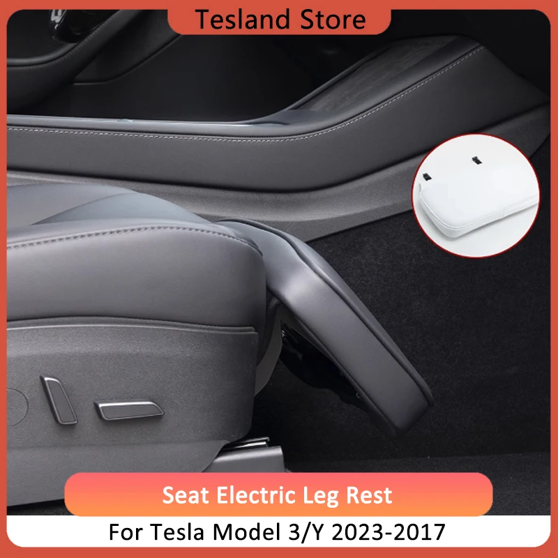 Электрическая подставка для ног Tesla Model Y, аксессуары 2023, регулировка 80 °, кожаный удлинитель, подставка для ног, наколенник модель 3 2022