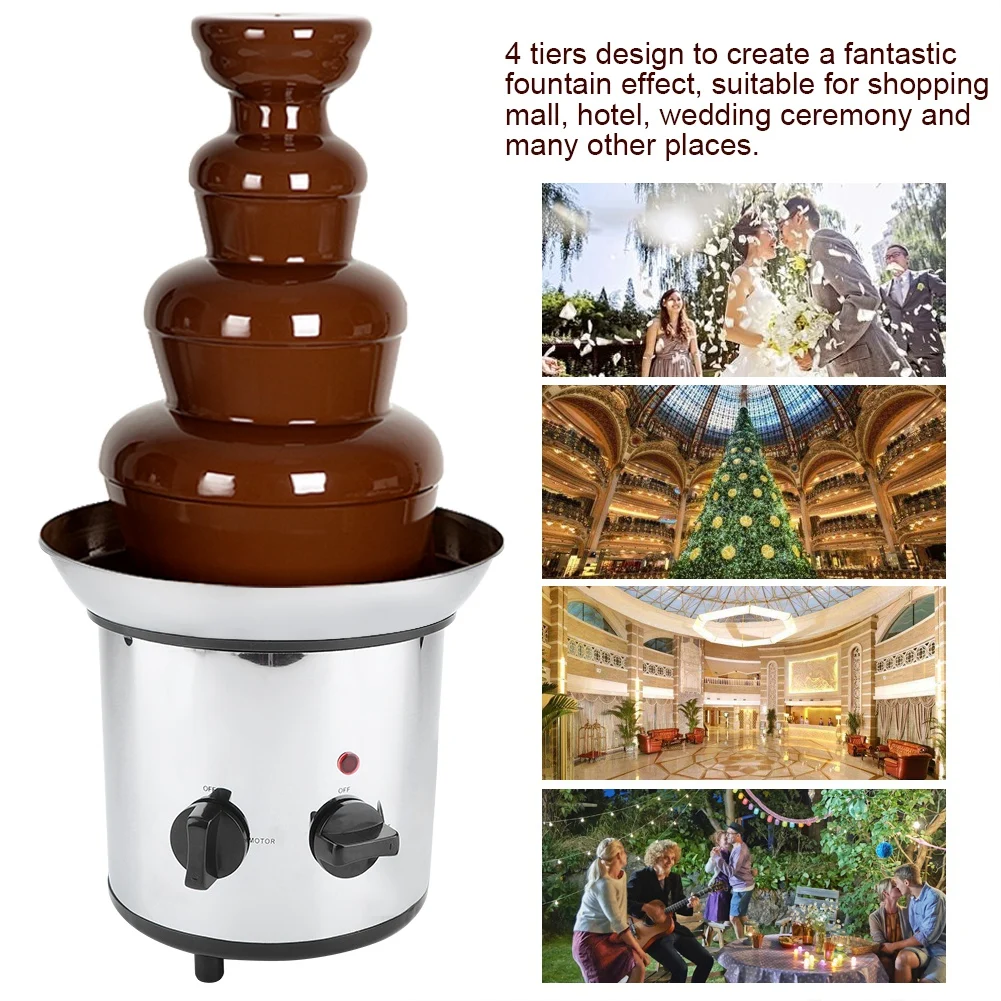 4 Tiers Electric Chocolate Melting Machine Fondue Maker Fountain