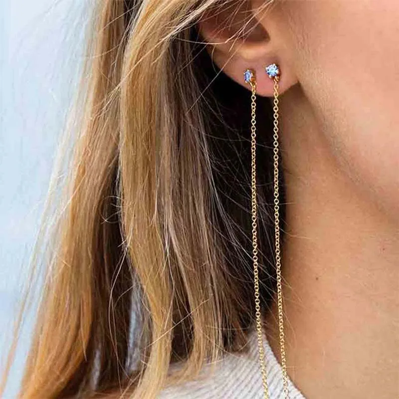 Aide 925 Sterling Silver Long Chain Tassel Drop Earring Line Crystal Long Line Bar Pendant Dangle Earring Jewelry for Women Gift dangle earrings drop earrings pendant earrings long earrings crystal tassel earrings crystal earrings