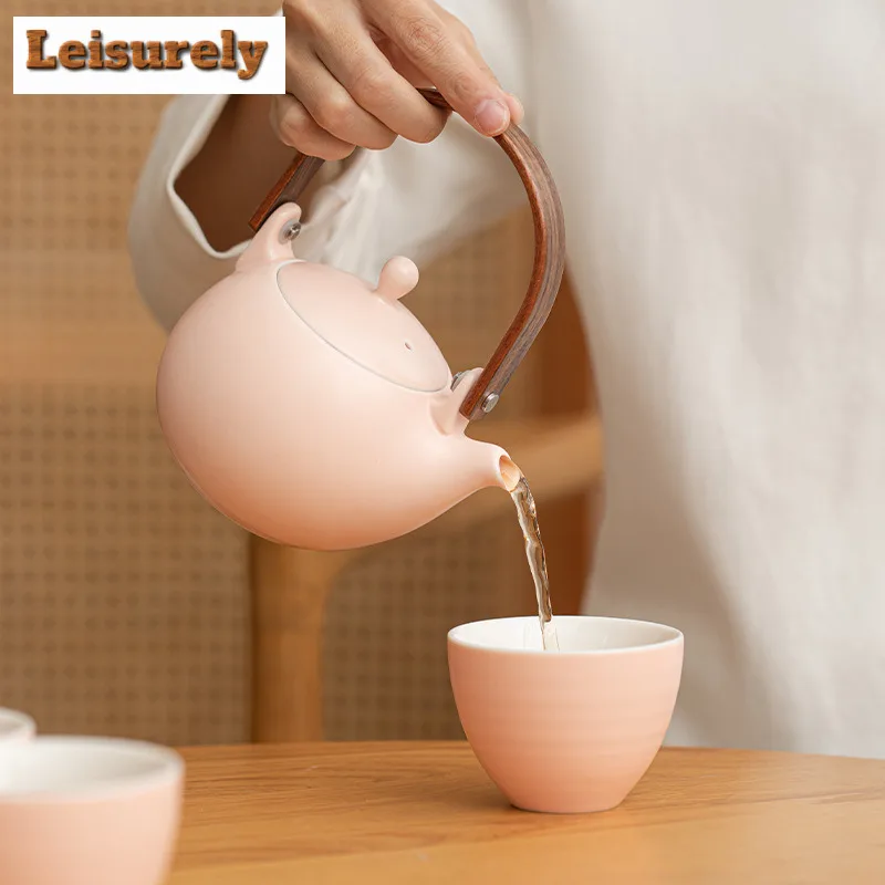 Yuecai Lifting Handle Tea Set Complete Set Antique Tea Ceremony Set Household Tea Brewing Teapot And Tea Cup Set Teaset Craft