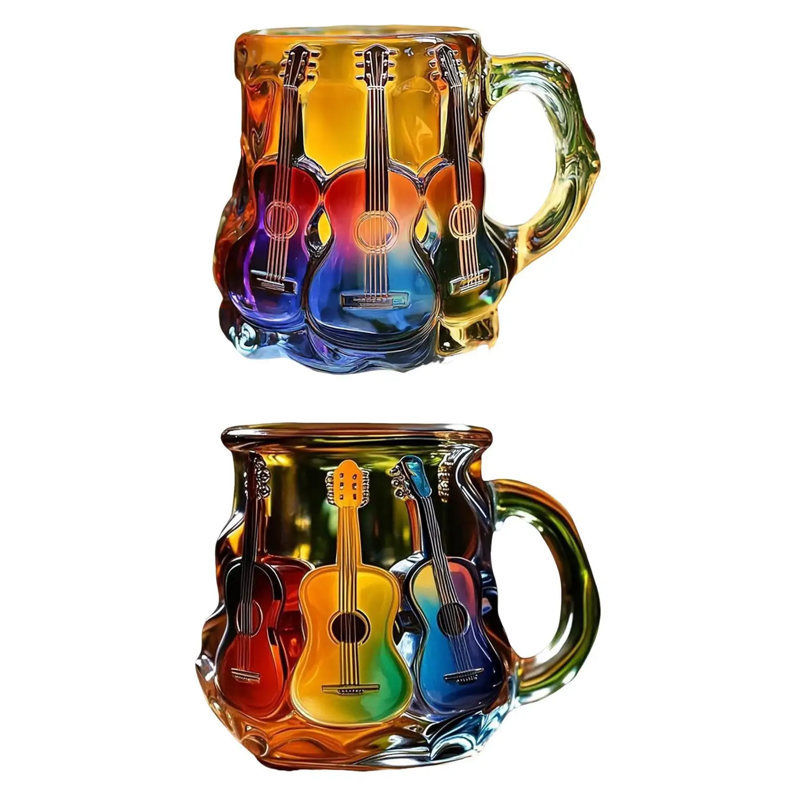 Guitar Coffee Mug Music Themed Lightweight Unique Multifunctional Coffee Cup for Office Living Room Shelf Studio Guitars Lovers