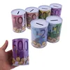 1PC Tinplate Cylinder Piggy Bank Euro Dollar Picture Box Household Saving Money Home Decoration Boxes Safe Cylinder Piggy Bank 1