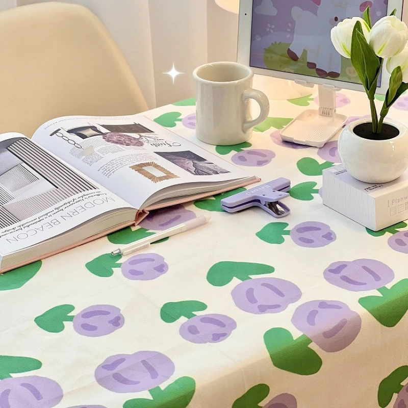 Ins Tablecloth Japanese Cute Tulip Table Cloth Computer Table Cloth Bedroom Dressing Table Mat Rectangle Tablecloth Desk Decor 6